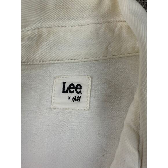 Lee x H&M Men’s Ecru Denim Chore Shirt Jacket Size M Workwear Overshirt Pockets - Picture 4 of 16